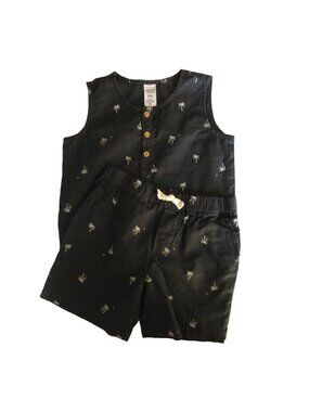 Carter’s Child of Mine Toddler Boy 24M 2 Piece Short Set Palm Tree Charcoal NWT